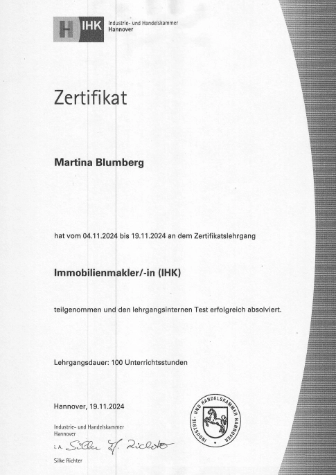 Zertifikat Immobilienmakler